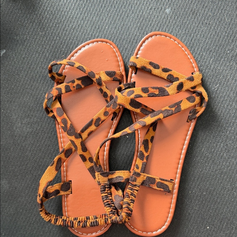 Leopard Print Strappy Sandals